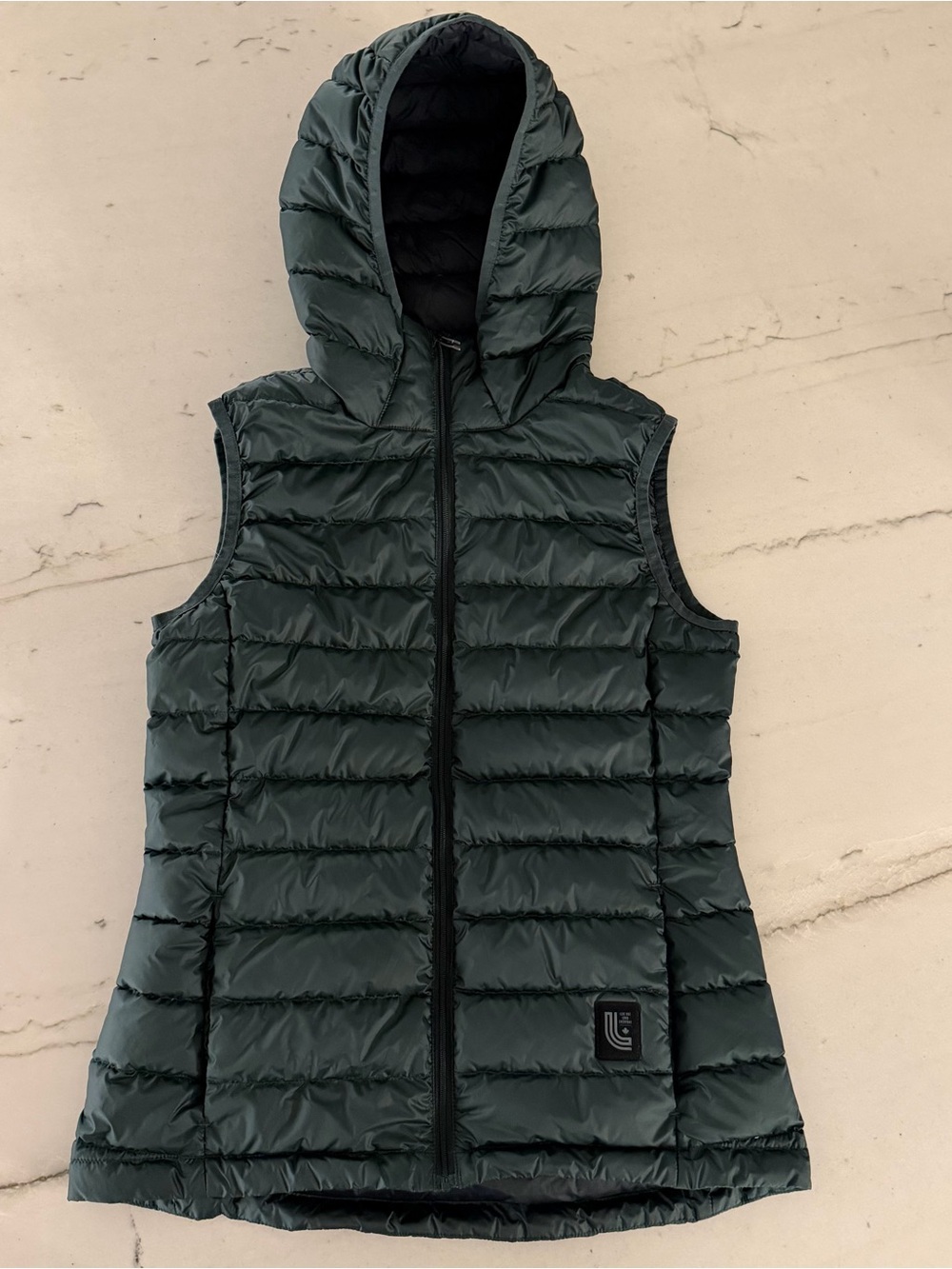 Lole Hooded Puffer Vest Duck Down Women’s XS Dark Green Lightweight